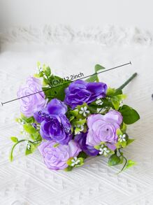 1束紫色人造玫瑰，仿真花，家居装饰 - 紫色 - 查看 4