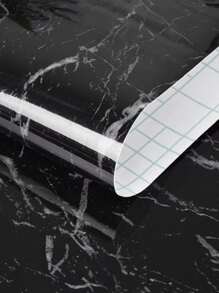 1pc Marble Pattern Kitchen Sticker, Self Adhesive Wallpaper For Kitchen - Black - View 4