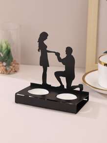 1pc Figure Design Candle Holder, Iron Candle Stand For Home Decor - Black - View 6