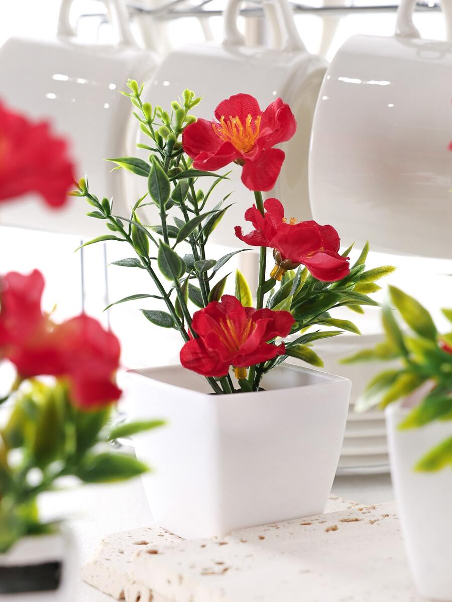 1入組人造盆花適合辦公室和家居裝飾可愛盆栽植物