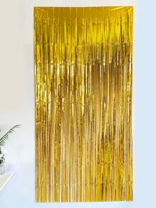 1 pieza de cortina decorativa con borlas para fiestas, cortina dorada para mascotas, decoración de fondo para fiestas - Dorado - Ver 1
