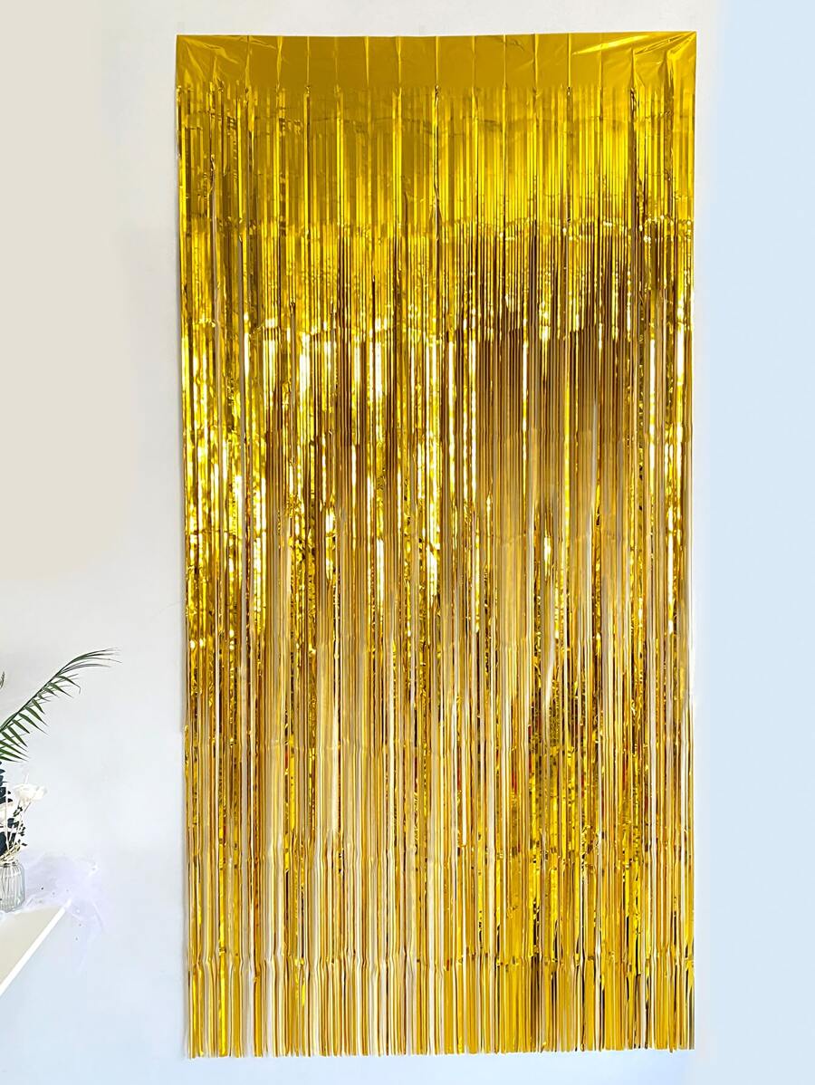 1 pieza de cortina decorativa con borlas para fiestas, cortina dorada para mascotas, decoración de fondo para fiestas - Dorado - Ver 1
