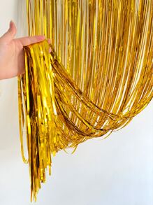 1 pieza de cortina decorativa con borlas para fiestas, cortina dorada para mascotas, decoración de fondo para fiestas - Dorado - Ver 2