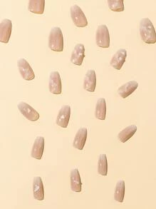 24 chiếc Đồ họa quan tài ngắn Móng tay giả & 1 tấm băng dính & 1 dũa móng tay - Nhiều màu - Xem 5