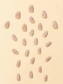 24 chiếc Đồ họa quan tài ngắn Móng tay giả & 1 tấm băng dính & 1 dũa móng tay - Nhiều màu - Xem 6