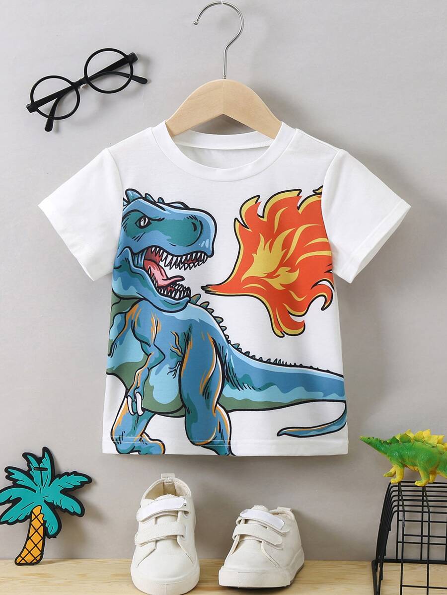 Toddler Boys Dinosaur Print Tee - White - View 1
