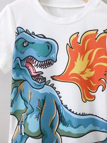Toddler Boys Dinosaur Print Tee - White - View 3