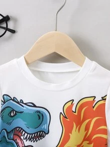 Toddler Boys Dinosaur Print Tee - White - View 6