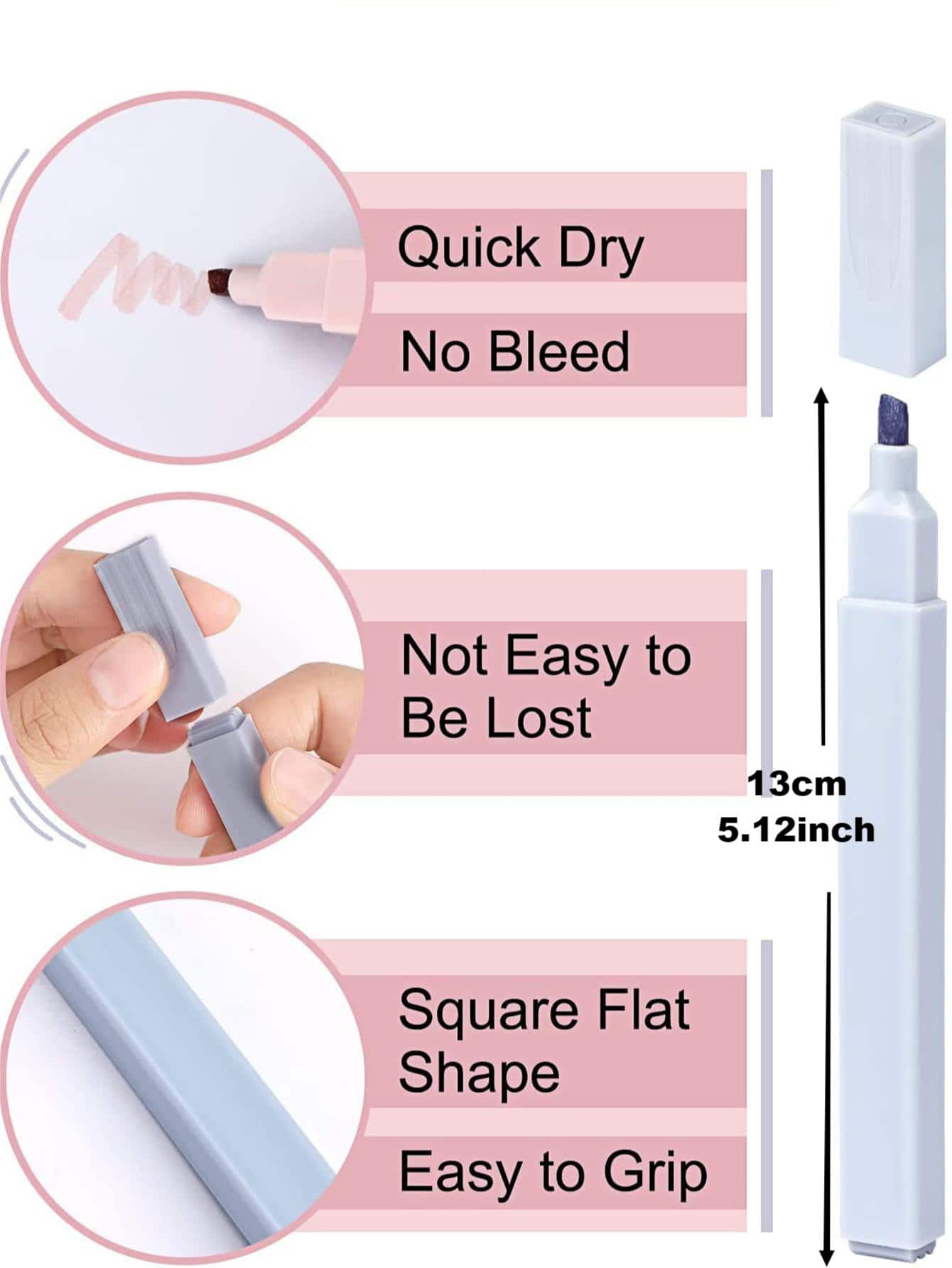 12pcs Morandi Aesthetic Square Highlighters Pens, Mild Soft Chisel Tip