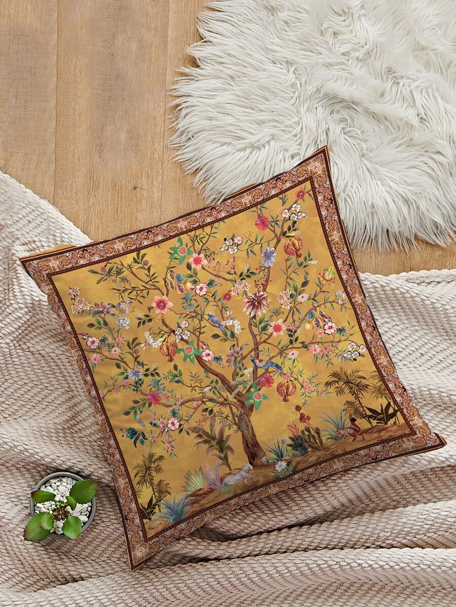 1入組無填充物花卉圖案靠墊套家用滌綸抱枕套 - 彩色 - 查看 1