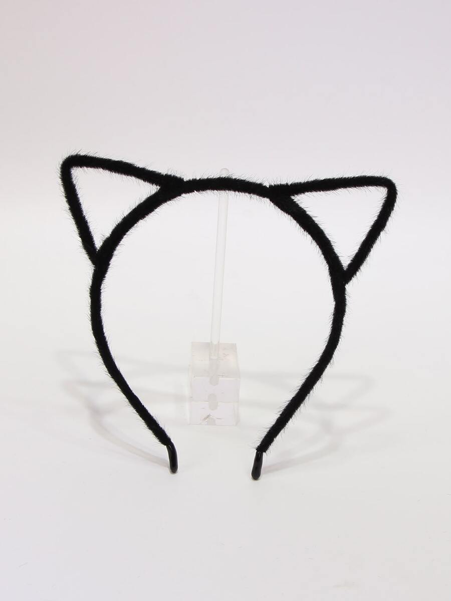 1pc Women Cat Ear Decor Fashion Style Costume Headband, Halloween - Black - View 1