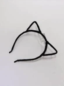 1pc Women Cat Ear Decor Fashion Style Costume Headband, Halloween - Black - View 2