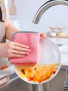 5入組撞色滾邊清潔抹布 - 彩色 - 查看 5