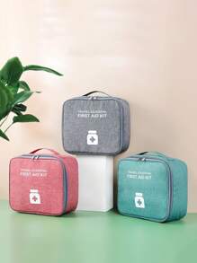 Túi lưu trữ thuốc đồ họa chữ cái 2 cái, Bộ dụng cụ sơ cứu di động polyester hiện đại cho gia đình - Màu Đỏ Sâu - Xem 3