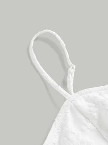 SHEIN Thanh lịch Thiếu niên Cô gái Dệt hoa Buổi tiệc Sinh nhật Đầm Với , Xếp Và Nối Cho mùa hè - trắng - Xem 3