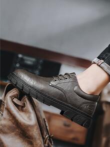 Men Lace-up Front Dress Shoes - Brown - View 1