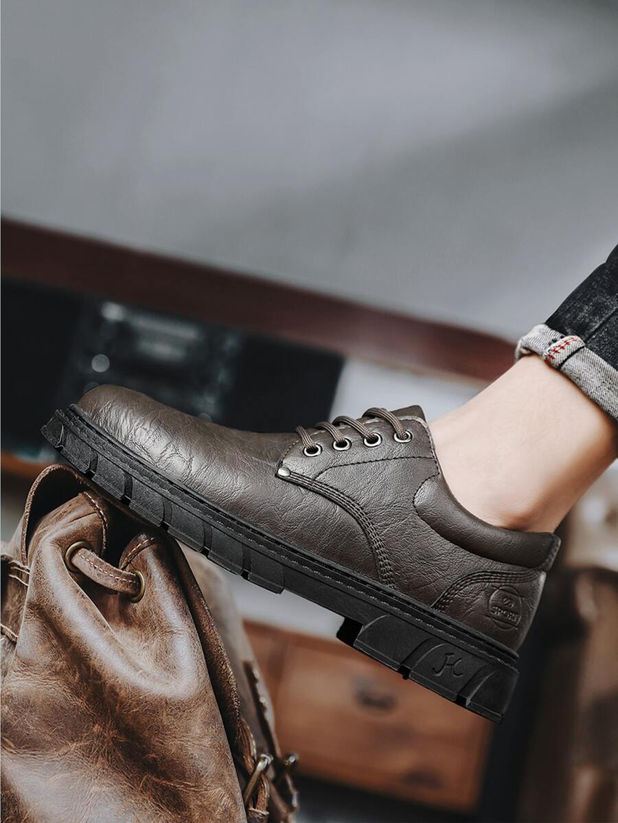 Men Lace-up Front Dress Shoes - Brown - View 1