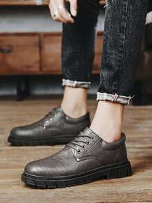 Men Lace-up Front Dress Shoes - Brown - View 2