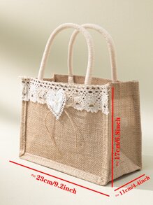 1pc Polyester Gift Bag, Creative Faux Pearl & Heart Design Gift Wrapping Bag For Party - Multicolor - View 3