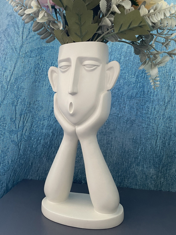 1pc Figure Design Flower Vase, Modern White Abstract Figure Shaped Vase