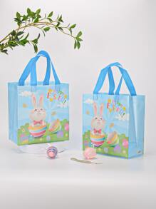 2 Chiếc Phục Sinh Hoạt Hình In Hình Thỏ Túi Quà, Hoạt Hình Hình & Trứng In Túi Gói Quà Cho Ngày Lễ - Màu xanh lam - Xem 1