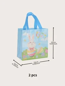 2 Chiếc Phục Sinh Hoạt Hình In Hình Thỏ Túi Quà, Hoạt Hình Hình & Trứng In Túi Gói Quà Cho Ngày Lễ - Màu xanh lam - Xem 5