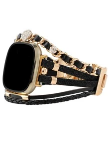 1入組水鑽裝飾編織細節錶帶適用於Fitbit Versa - 彩色 - 查看 4