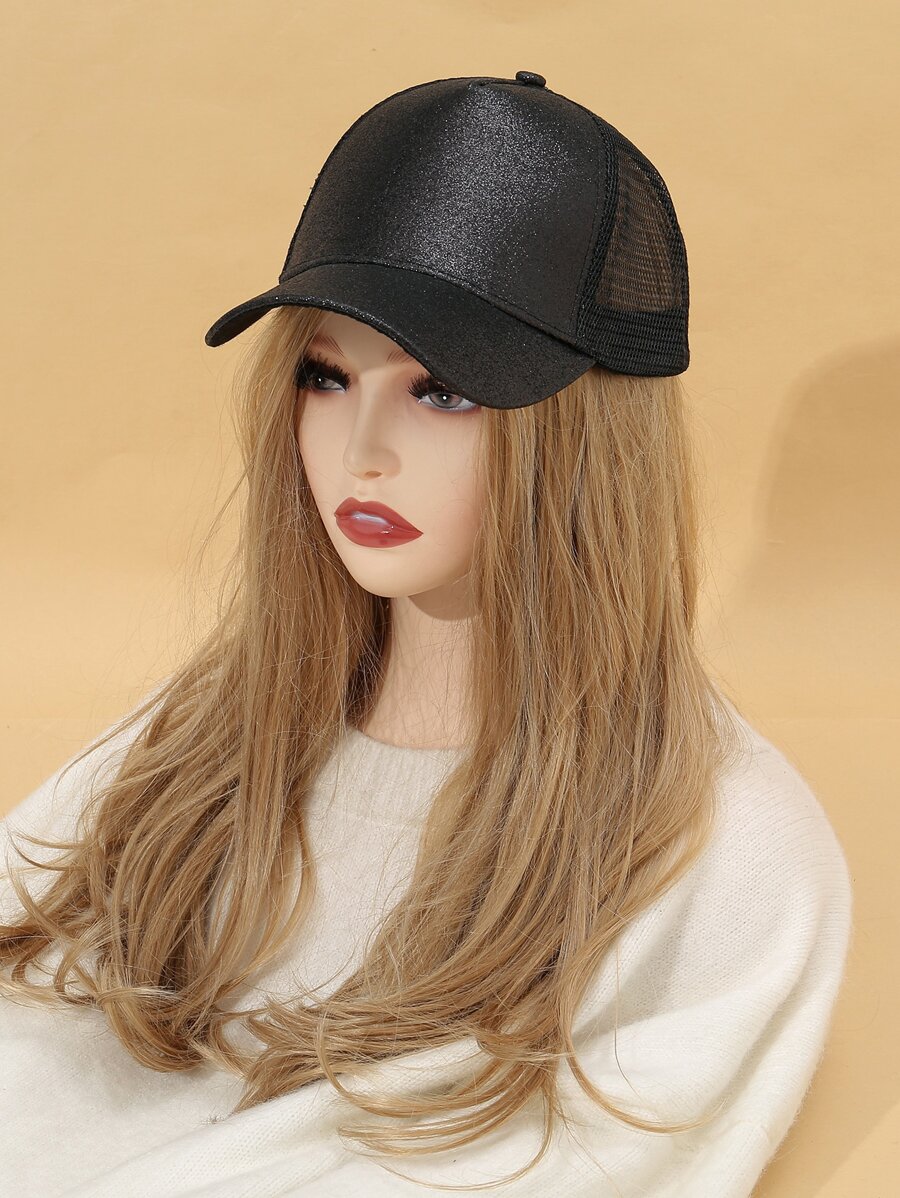 1入組女式素色透氣休閒卡車司機帽適合戶外 - 黑色 - 查看 1