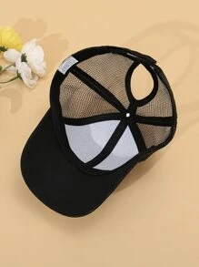 1入組女式素色透氣休閒卡車司機帽適合戶外 - 黑色 - 查看 2