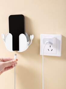 1pc Plastic Wall Mounted Phone Charger Stand - White - View 1