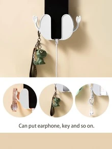 1pc Plastic Wall Mounted Phone Charger Stand - White - View 4