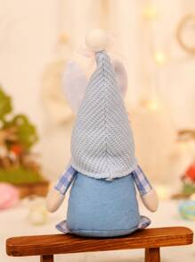 1pc Rabbit Ear Decor Plaid Pattern Gonk Decoration, Modern Polyester Gonk Ornament For Home - Blue - View 2