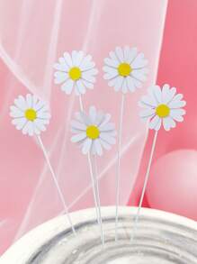 5 piezas Decoración de la torta de la decoración de la margarita, decoración superior de la torta de la flor de papel simple para la fiesta - Multicolor - Ver 1