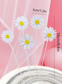 5 piezas Decoración de la torta de la decoración de la margarita, decoración superior de la torta de la flor de papel simple para la fiesta - Multicolor - Ver 2