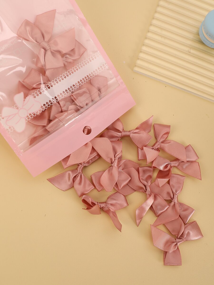 20pcs/set Gift Wrapping Bow, Simple Polyester Pink Mini Gift Bow For Party, Holiday - Dusty Pink - View 1