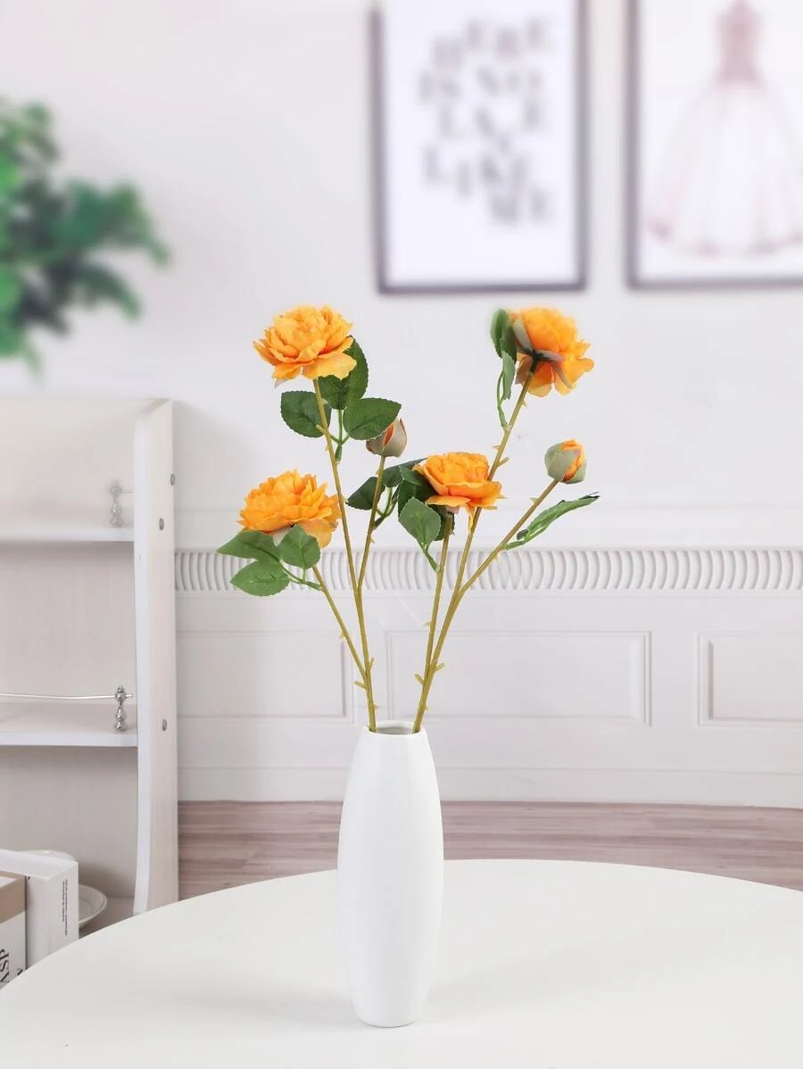 Hoa nhân tạo bằng nhựa 1Pc, Hoa nhân tạo Cottagecore để trang trí - Màu vàng - Xem 1