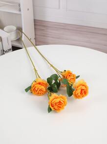 Hoa nhân tạo bằng nhựa 1Pc, Hoa nhân tạo Cottagecore để trang trí - Màu vàng - Xem 4