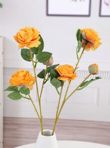 Hoa nhân tạo bằng nhựa 1Pc, Hoa nhân tạo Cottagecore để trang trí - Màu vàng - Xem 5