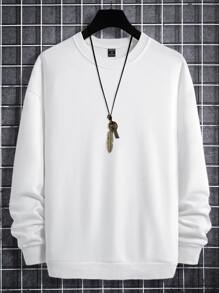 Manfinity Men Mushroom & Letter Graphic Drop Shoulder Sweatshirt - White - View 2