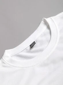 Manfinity Men Mushroom & Letter Graphic Drop Shoulder Sweatshirt - White - View 5