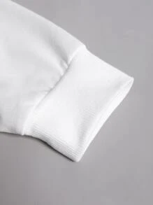 Manfinity Men Mushroom & Letter Graphic Drop Shoulder Sweatshirt - White - View 3