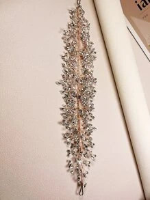 1pc Crystal Wedding Hair Accessory, Handmade Floral & Leaf Headband For Bride, Garden Style Wedding/Party Decor Valentine's Day Accessories - Rose Gold - View 5