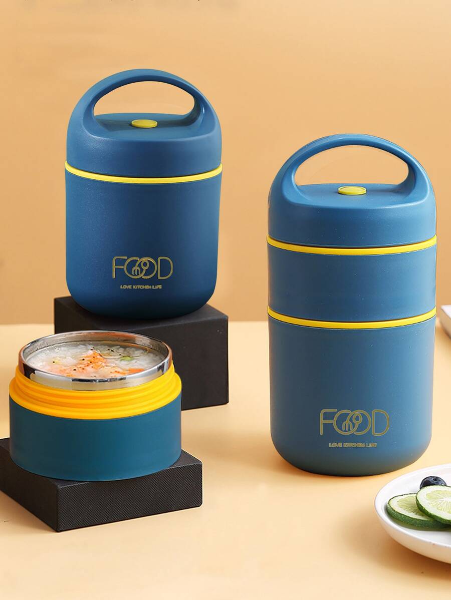 1 hộp đựng cơm trưa bằng thép không gỉ, hộp đựng cơm trưa có hình ảnh khẩu hiệu hiện đại cho văn phòng, trường học, nhà bếp, quà tặng Giáng sinh - Nhiều màu - Xem 1