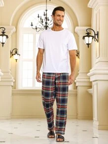Hombres Conjunto de pijama con estampado de cuadros - Multicolor - Ver 1