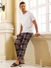 Hombres Conjunto de pijama con estampado de cuadros - Multicolor - Ver 3