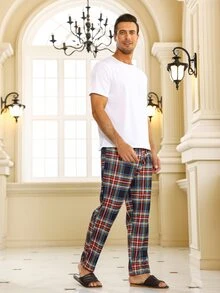 Hombres Conjunto de pijama con estampado de cuadros - Multicolor - Ver 5
