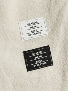 GENTILAND Hombres Pantalones con diseño de parche de letra de cintura con cordón - Beis - Ver 4