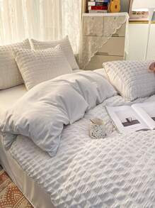 4pcs/set Jacquard Duvet Cover Set(1 Duvet Cover & 1 Sheet & 2 Pillowcase), Modern Polyester Bedding Set For Home, All Season - White - View 2