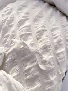 4pcs/set Jacquard Duvet Cover Set(1 Duvet Cover & 1 Sheet & 2 Pillowcase), Modern Polyester Bedding Set For Home, All Season - White - View 4