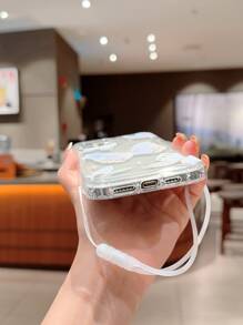 Funda de celular transparente anticaída con patrón de mariposa con acollador - Morado - Ver 3